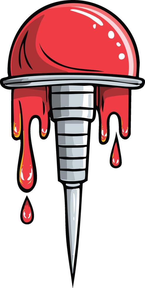 Dripping Red Lollipop Candy with Sharp Pointed Stick vector