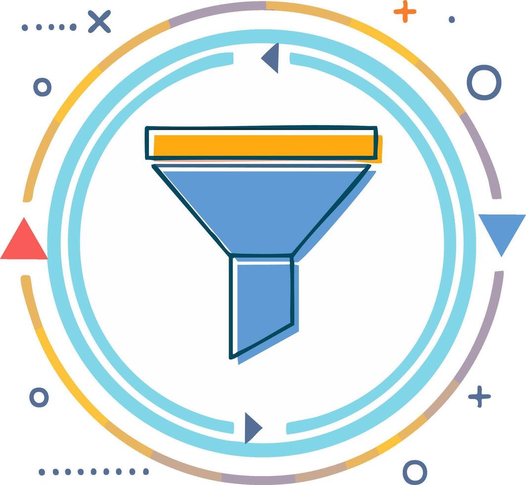 Abstract Filter Icon within Circular Flow Chart Concept for Data Analytics Process and Strategy vector