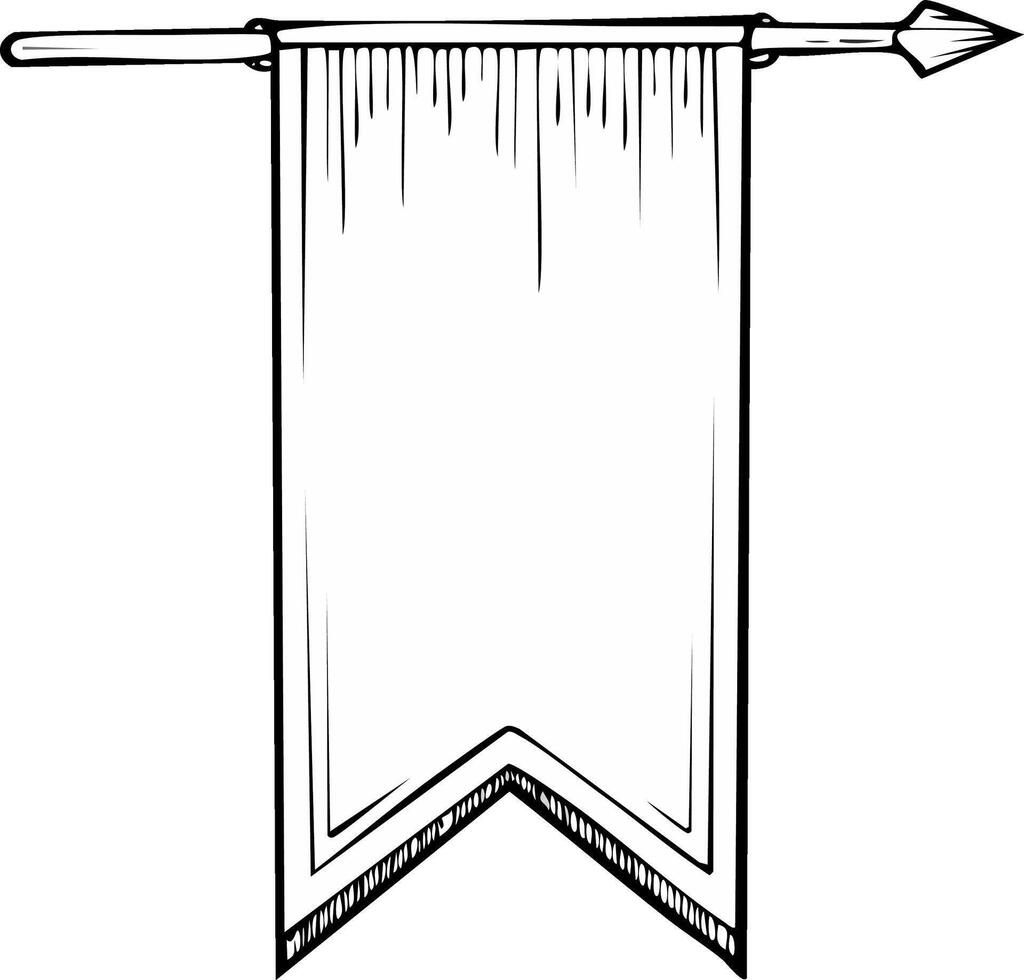 Drawing of Arrow Mounted Banner with Pennant Shape for Medieval Decoration and Heraldic Display vector