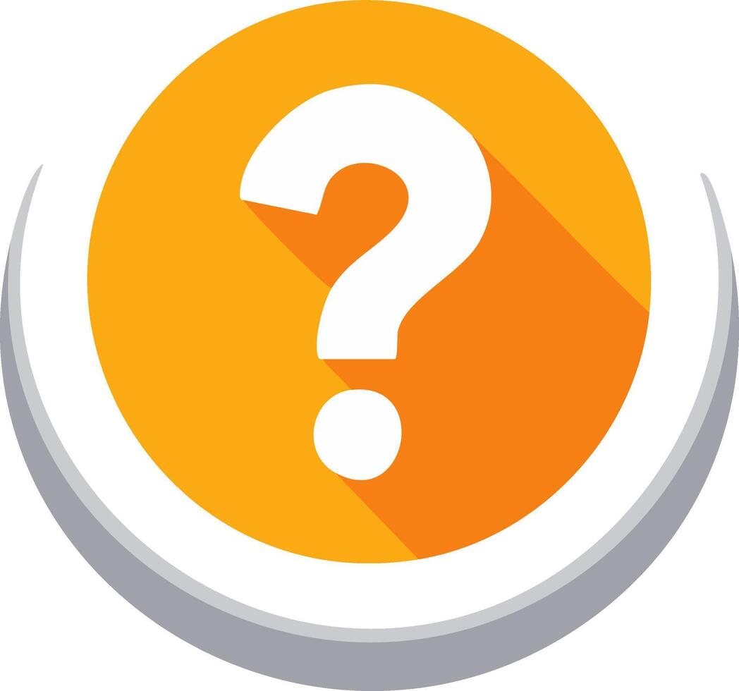 Question Mark Symbol on Orange Circular Button, Isolated Illustration with Shadow vector