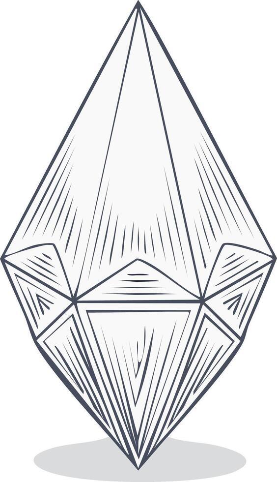 Geometric Diamond Shape in Gray Outline with Parallel Lines and Shadow vector
