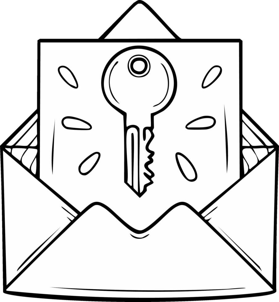 Opened Envelope with a Key inside Symbolizing Access and Communication for New Opportunities vector