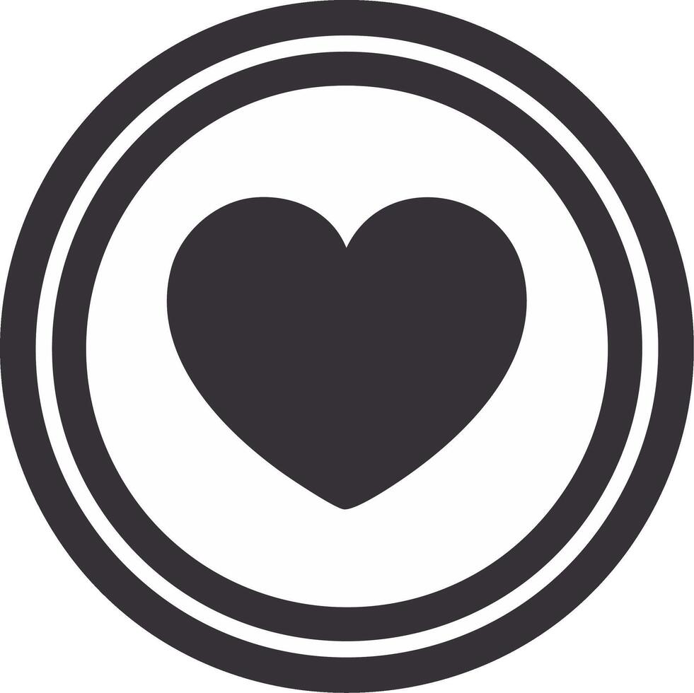 Graphic Heart Icon Symbol Inside Double Circle Frame on White Background vector
