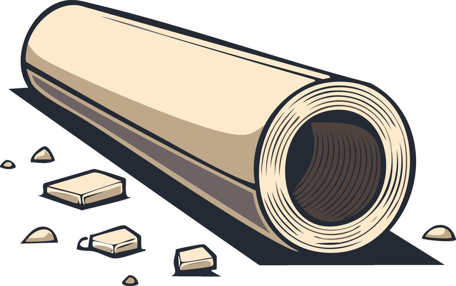 Scroll Illustration with Stone Fragments Ancient Document Roll vector