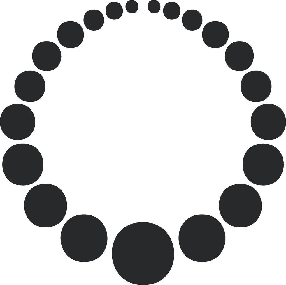 Abstract dark circles arranged in a circle shape on a white background for visual impact vector