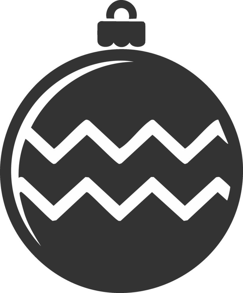 Monochromatic Christmas Ornament with Zigzag Pattern and Hanging Loop Icon vector