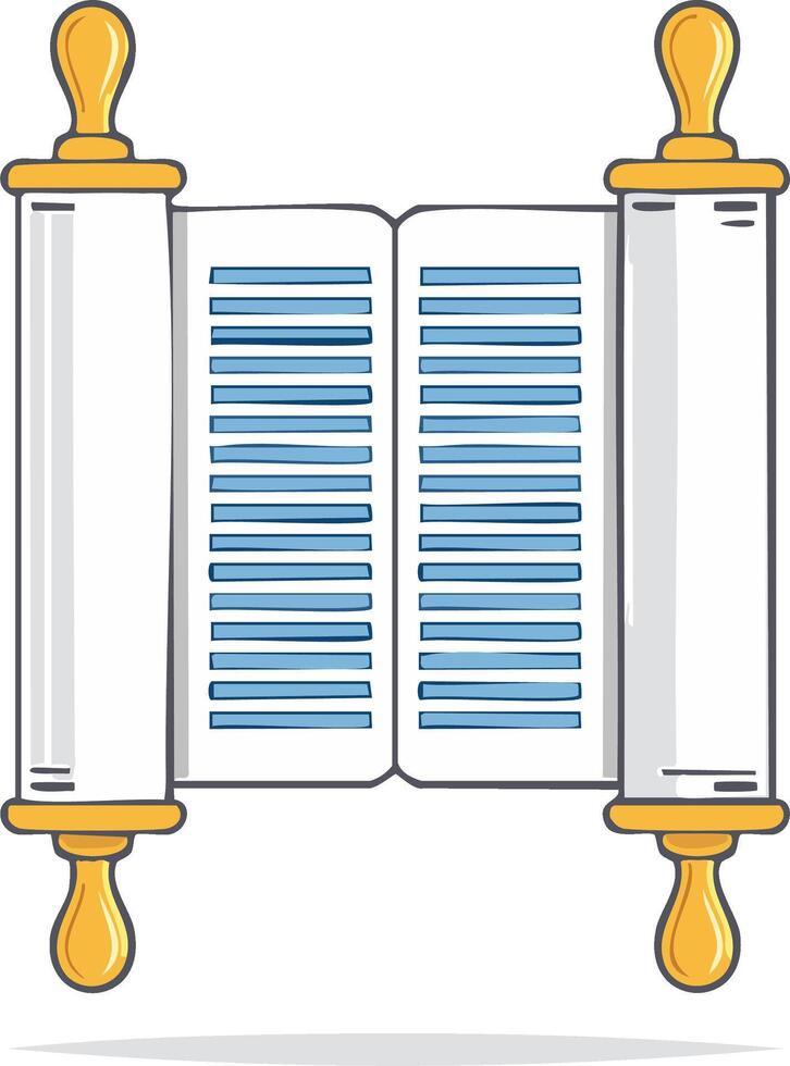 Ancient Open Scroll with Hebrew Text in Blue Ink for Judaism Tradition vector