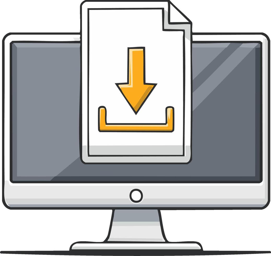 Computer Screen Displaying Download Arrow File Transfer Digital Technology vector