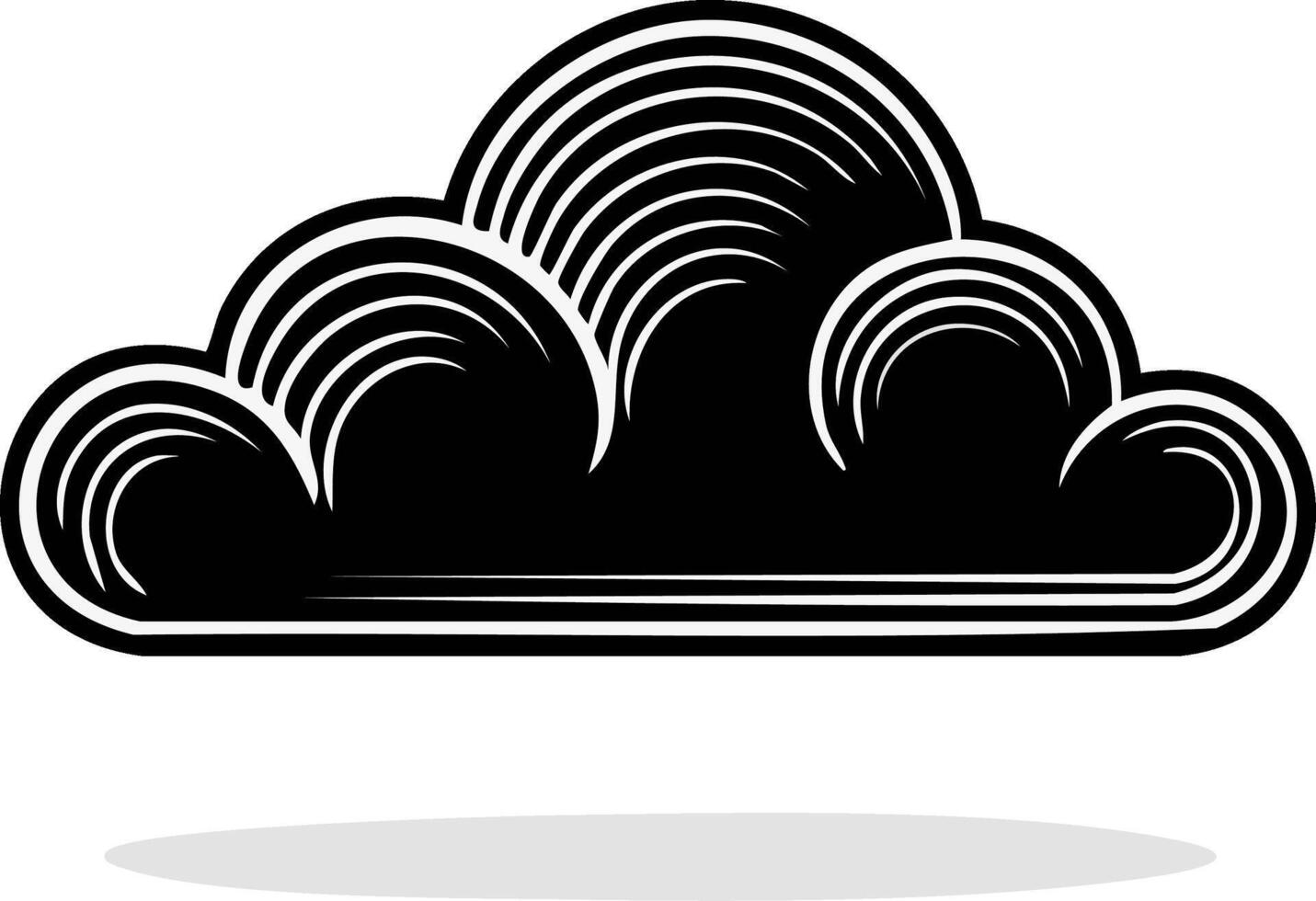 Abstract Black Cloud with White Lines and Shadow Effect vector