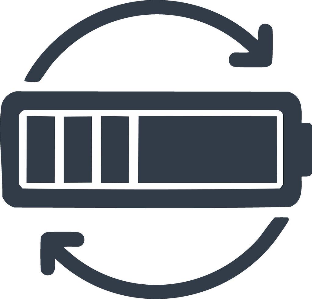 Battery Recharging Icon with Circular Arrows for Renewable Energy and Power Cycle vector