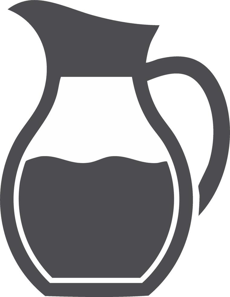 Minimalist Illustration of a Water Pitcher with Handle and Curved Spout Filled with Liquid vector