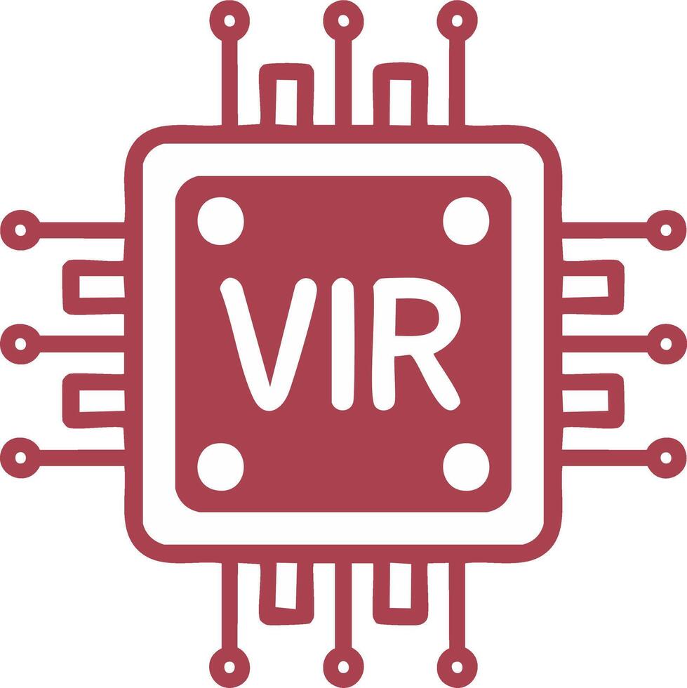 Computer Chip with VIR Initials Red Icon vector