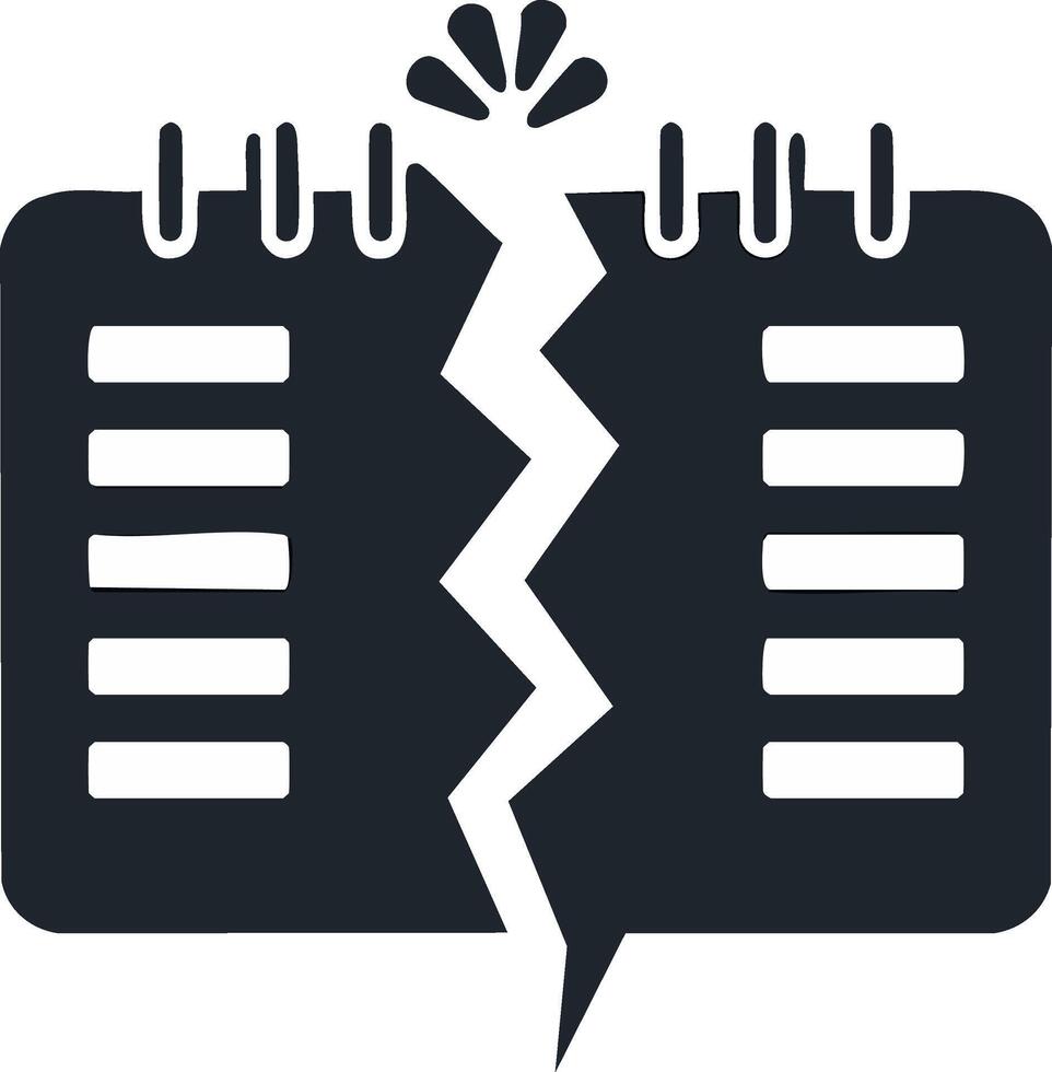 Broken Calendar Icon Symbolizing Schedule Disruption Planning Failure And Unexpected Issues vector