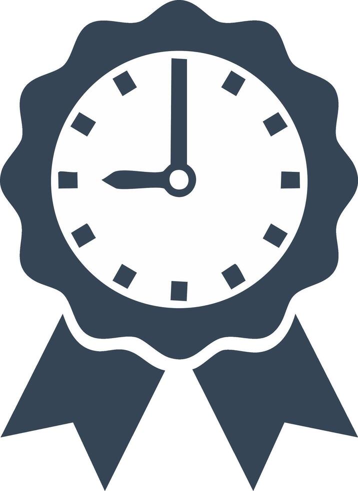 Time award icon with clock and ribbon for punctuality and timely service vector