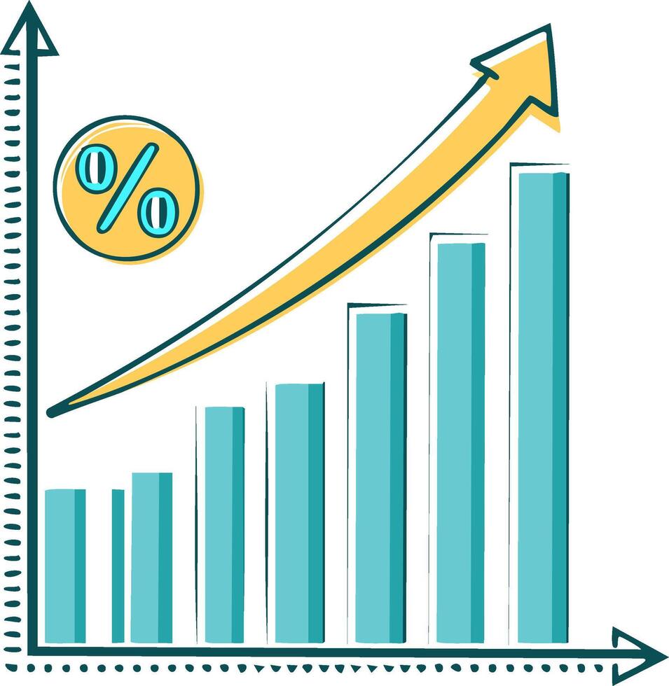 Rising Chart with Arrow Showing Growth and Progress, Increasing Performance, Statistics vector