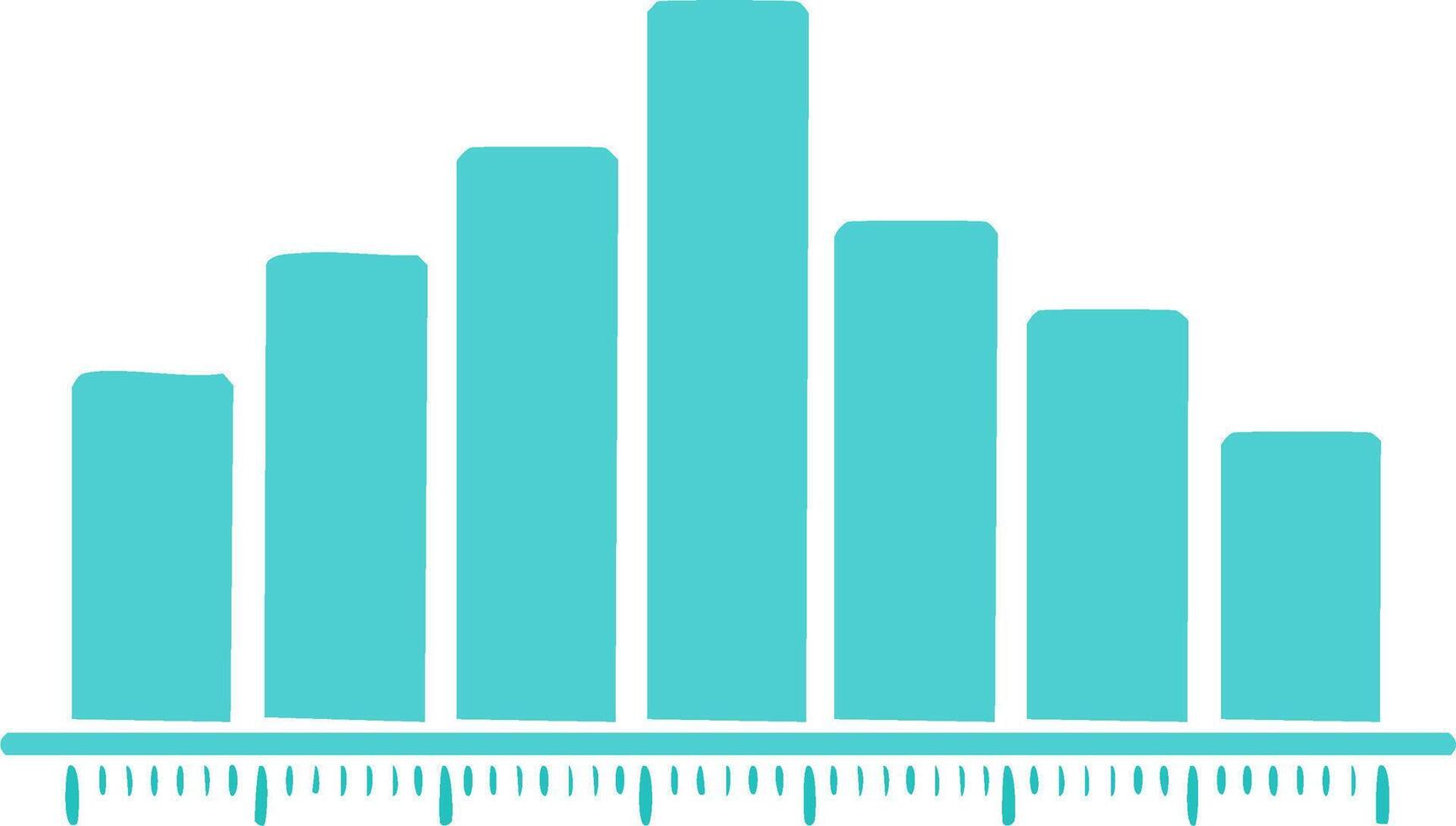 Teal bar chart illustration for data visualization and statistical analysis vector