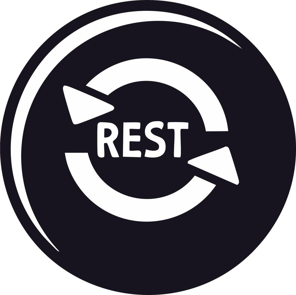 Rest Icon with Circular Arrows Inside Dark Circle Isolated vector