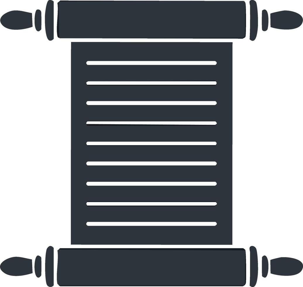 Simple icon of an ancient unrolled scroll with manuscript lines. Historical document or parchment vector