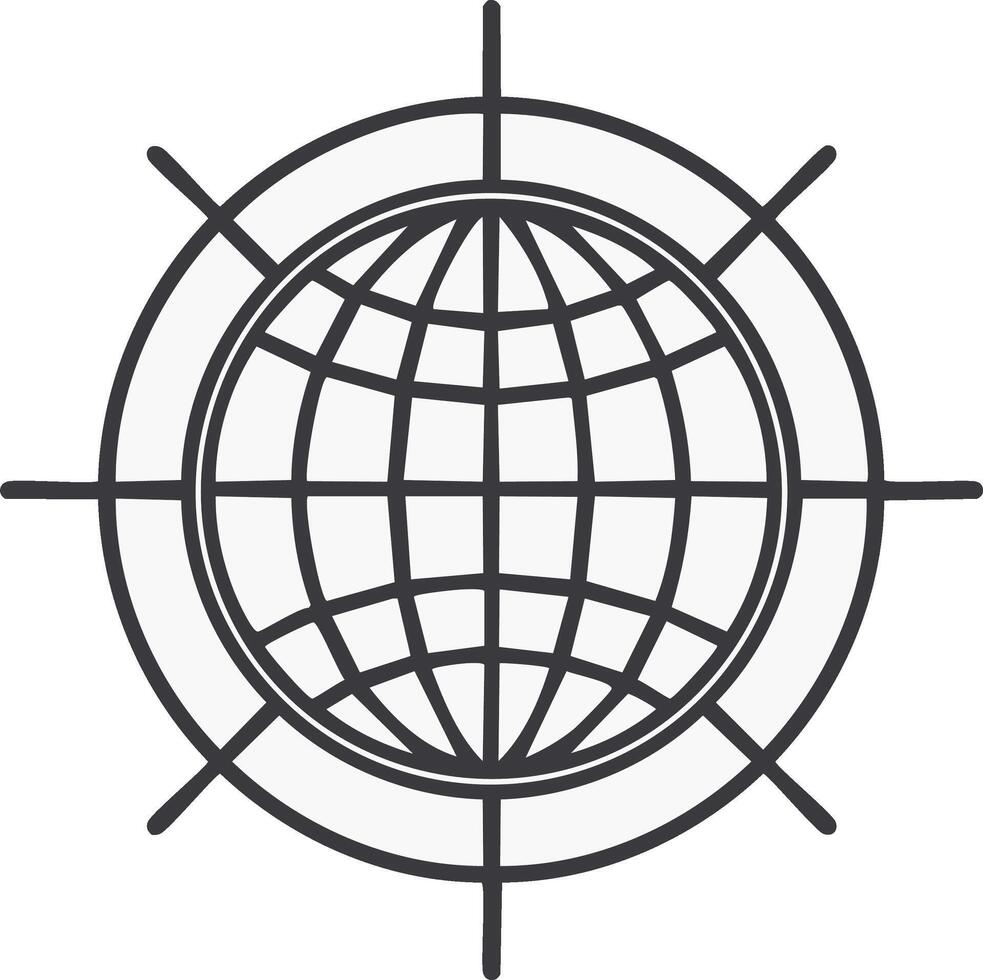 Earth Globe Surrounded by Circles with Extended Lines for Global Connection and Navigation Concepts vector