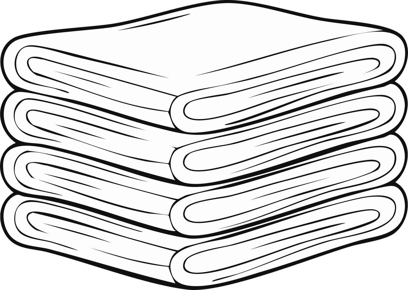 Stack of folded white towels or napkins in a clean minimalist outline vector