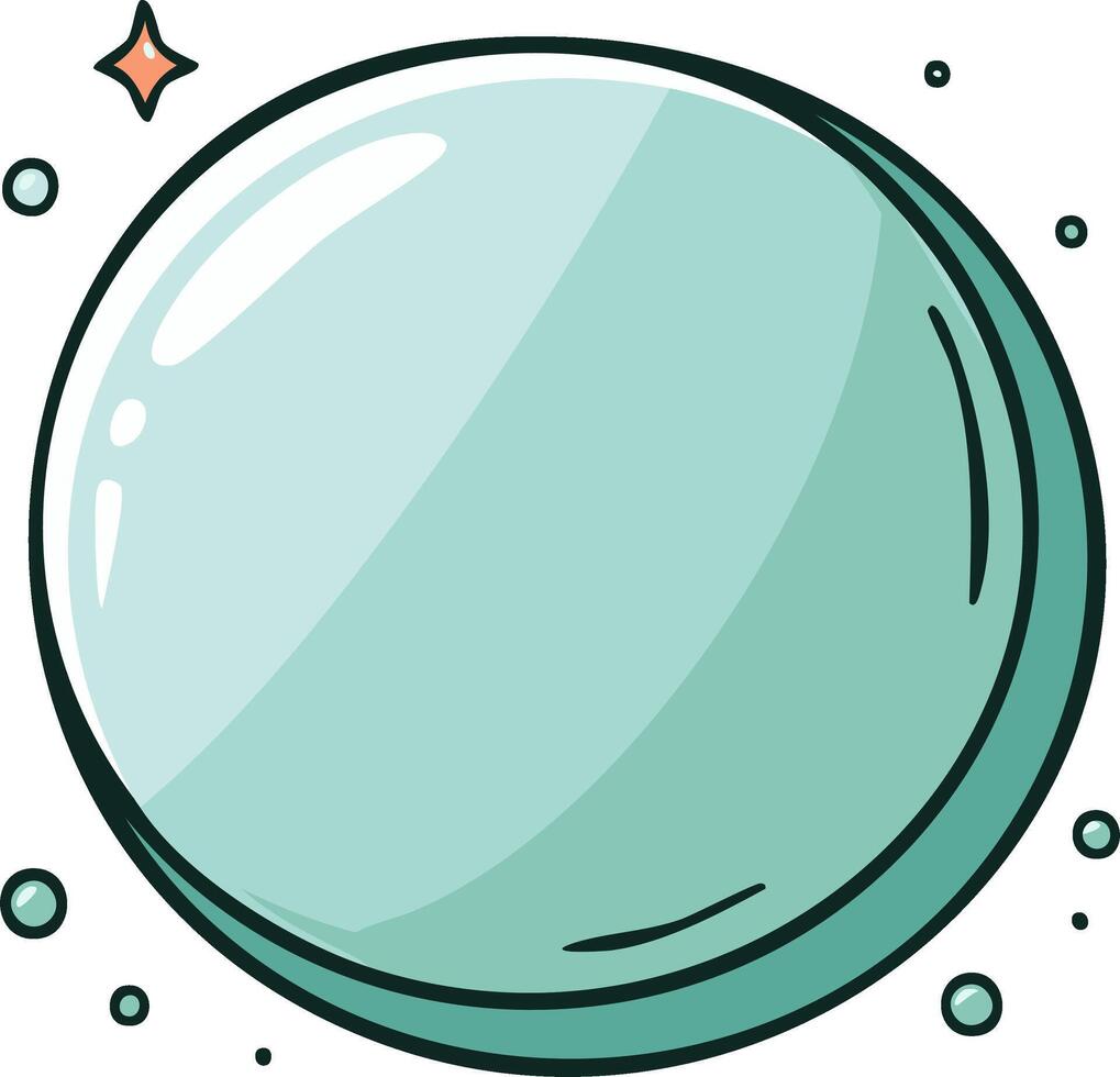 Cartoon Illustration of a Shiny Orb with Highlight and Subtle Bubbles Floating Around vector