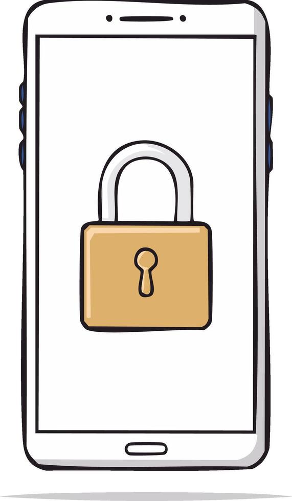Digital Security Concept Illustration of a Smartphone Displaying a Padlock Icon vector