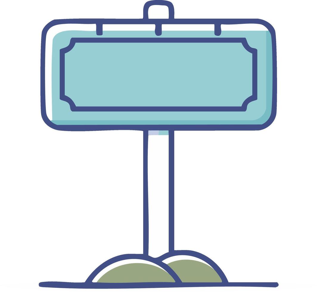 Cute cartoon empty signpost icon with blank blue board perfect for custom text or message vector