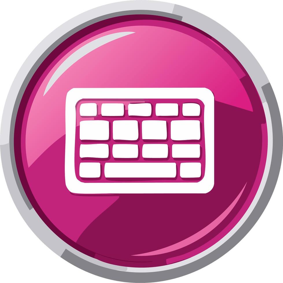 blanco teclado icono en un lustroso magenta redondo botón, un moderno digital interfaz elemento vector
