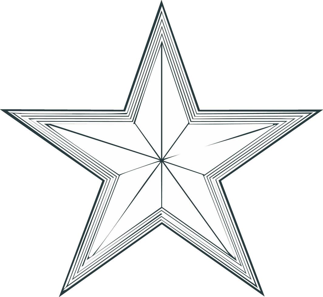 Abstract five-pointed star symbol with intricate concentric and radiating lines, clean geometric design element vector