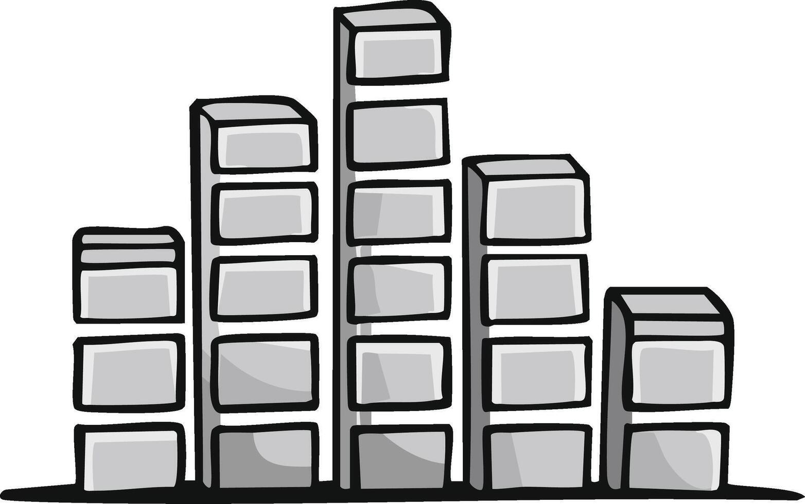 Hand-drawn graphic equalizer bars representing sound levels and audio frequencies vector