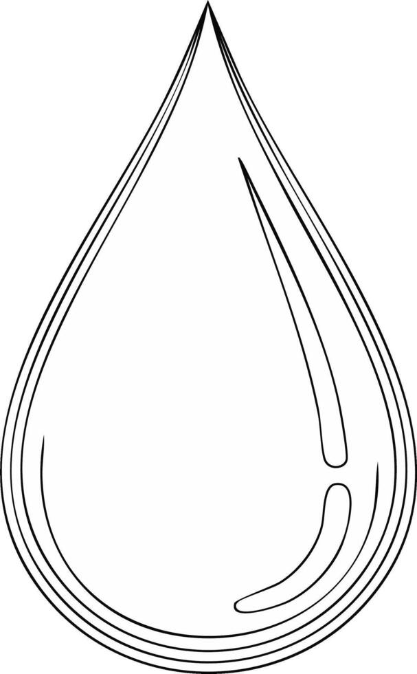 Abstract outline of a single clear water drop with flowing lines vector