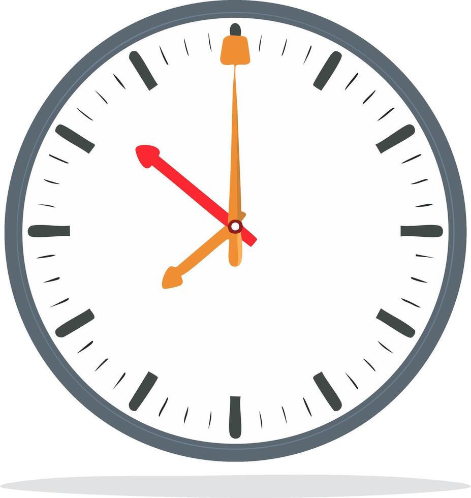 A clock with a red arrow pointing to the right vector
