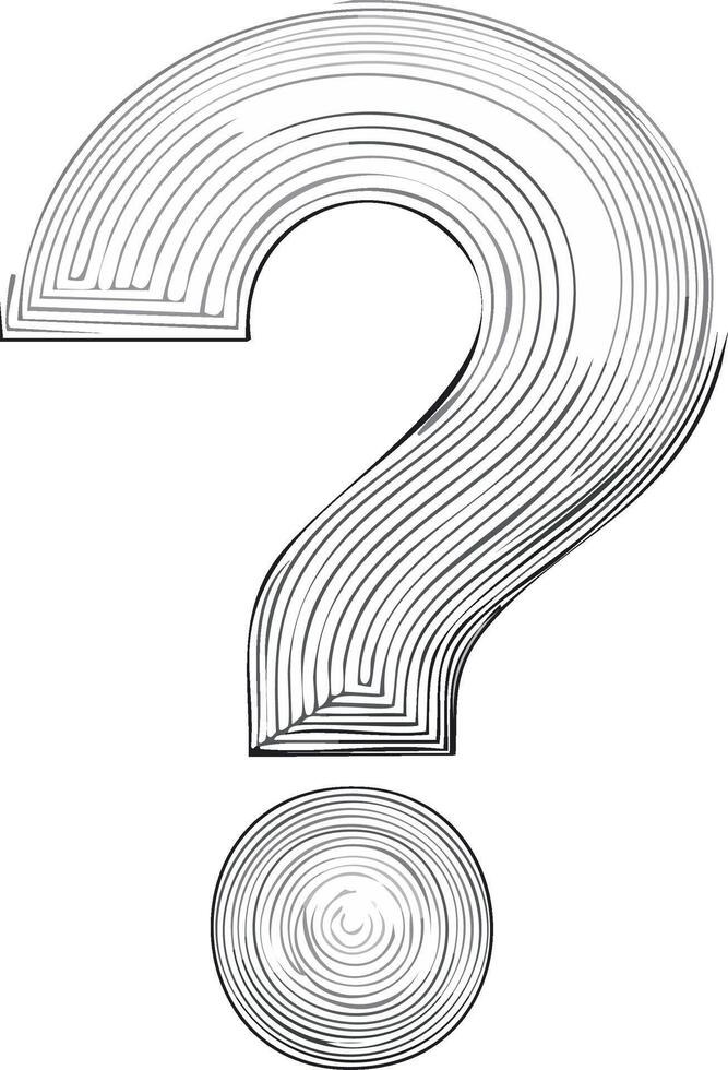 Illustration of a question mark with a layered, textured design vector