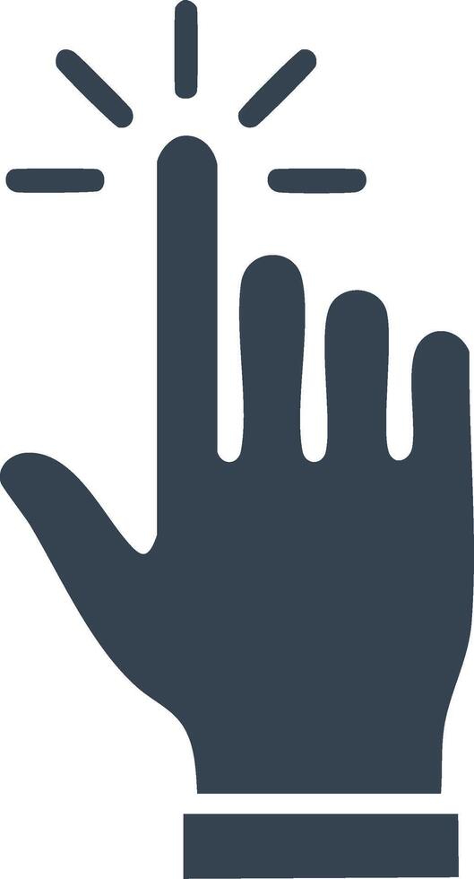 Hand pointer icon showing a finger clicking or tapping for digital interaction and selection vector
