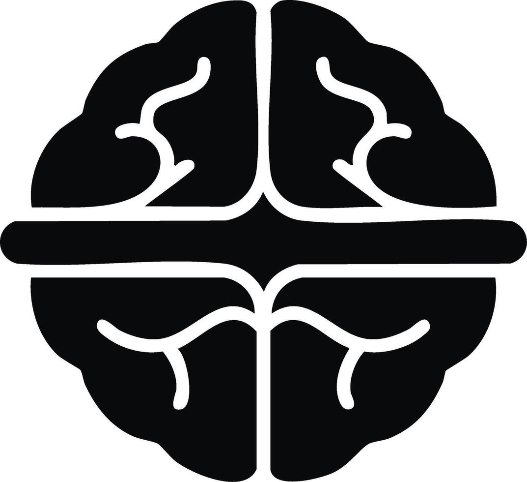 Black Stylized Brain Icon Symbolizing Intelligence Thinking and Cognitive Function vector