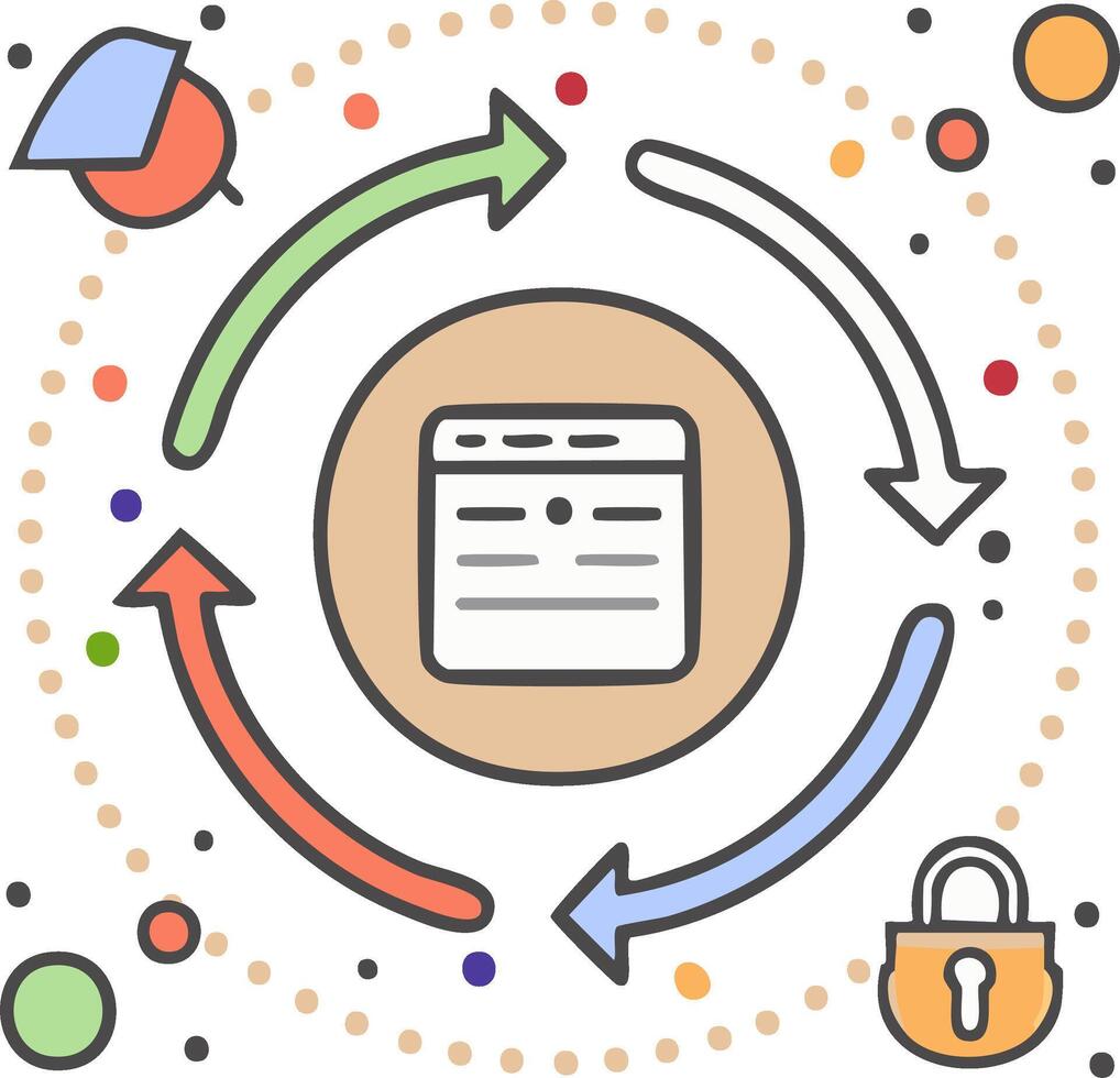 Continuous Digital Process Workflow with Data Analysis, Web Interface, and Security Icon vector