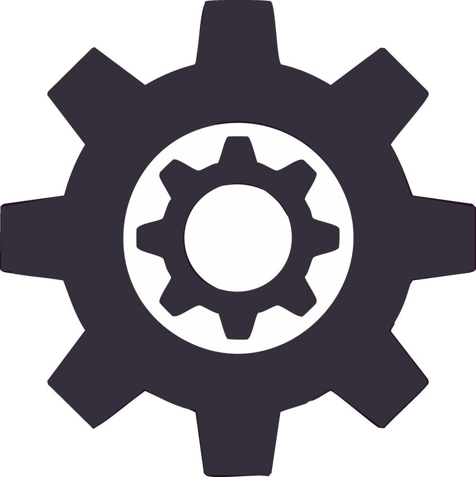 Settings icon with two cogwheels representing a mechanical system or industrial process simple flat design vector