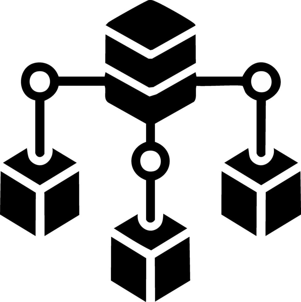 descentralizado red icono con conectado bloques representando blockchain o un repartido sistema vector