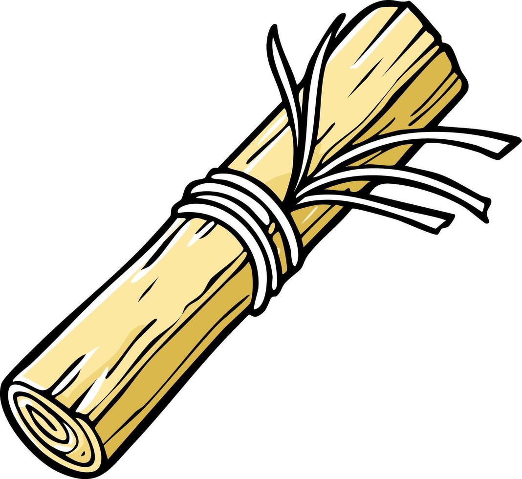 Rolled Scroll Tied With Twine and Straw Ribbons vector
