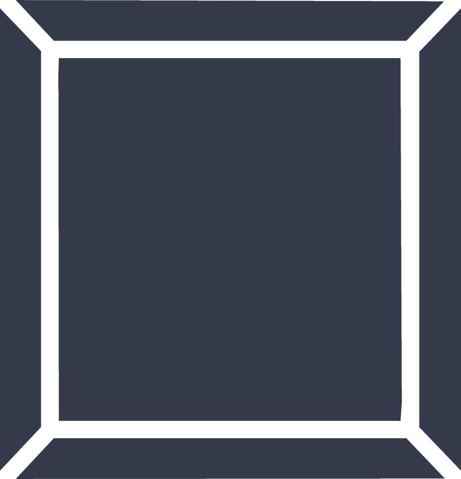 Abstract dark gray square with white border creating a three dimensional geometric box shape vector