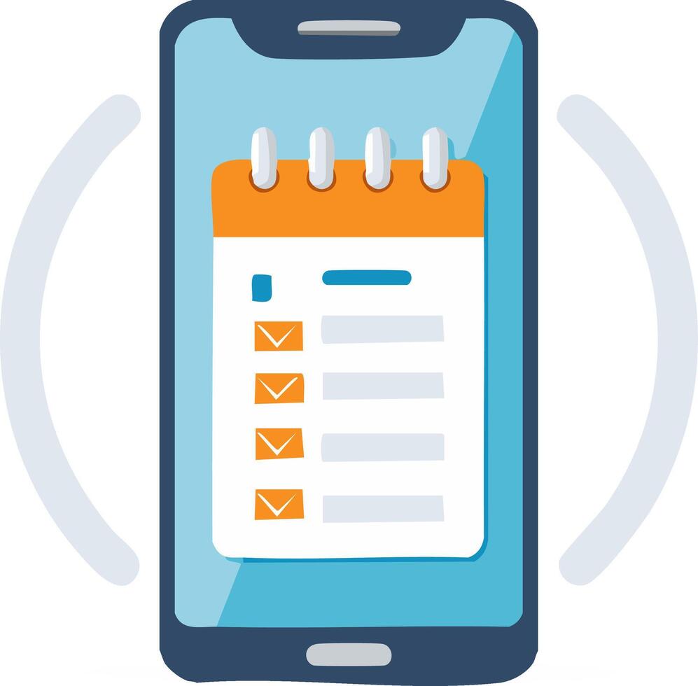 Smartphone with Calendar App Notification Reminders and Completed Tasks vector