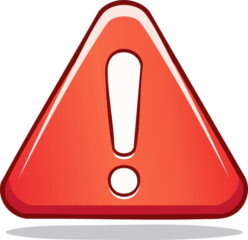 Red triangle warning sign with exclamation mark icon for danger alert and caution vector