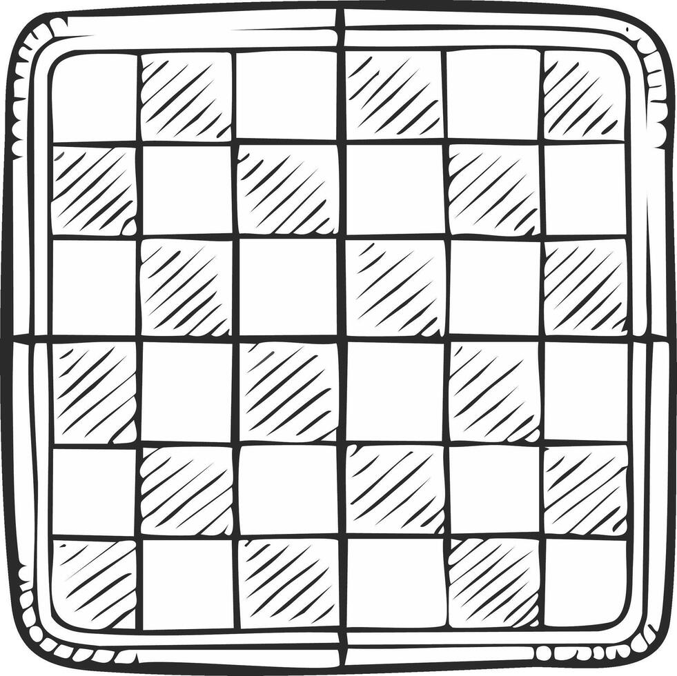 Hand drawn checkered pattern picnic blanket design with a textured border vector