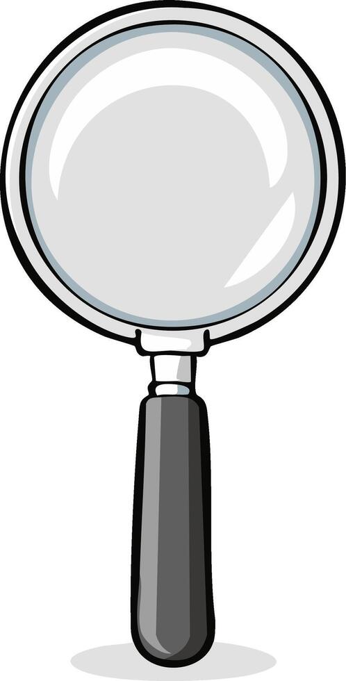 Illustration of a Magnifying Glass with Gray Handle on a White Background Tool for Investigation Concept vector