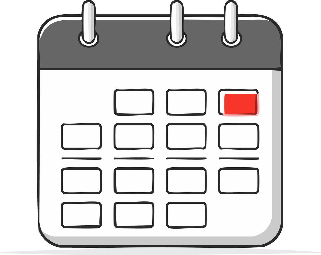 Hand-drawn calendar with a highlighted red date for appointments or events vector