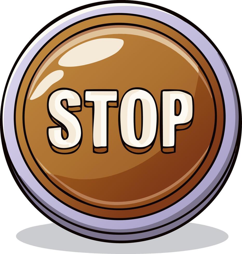 Brown Round Stop Button Icon for User Interface and Web Design vector
