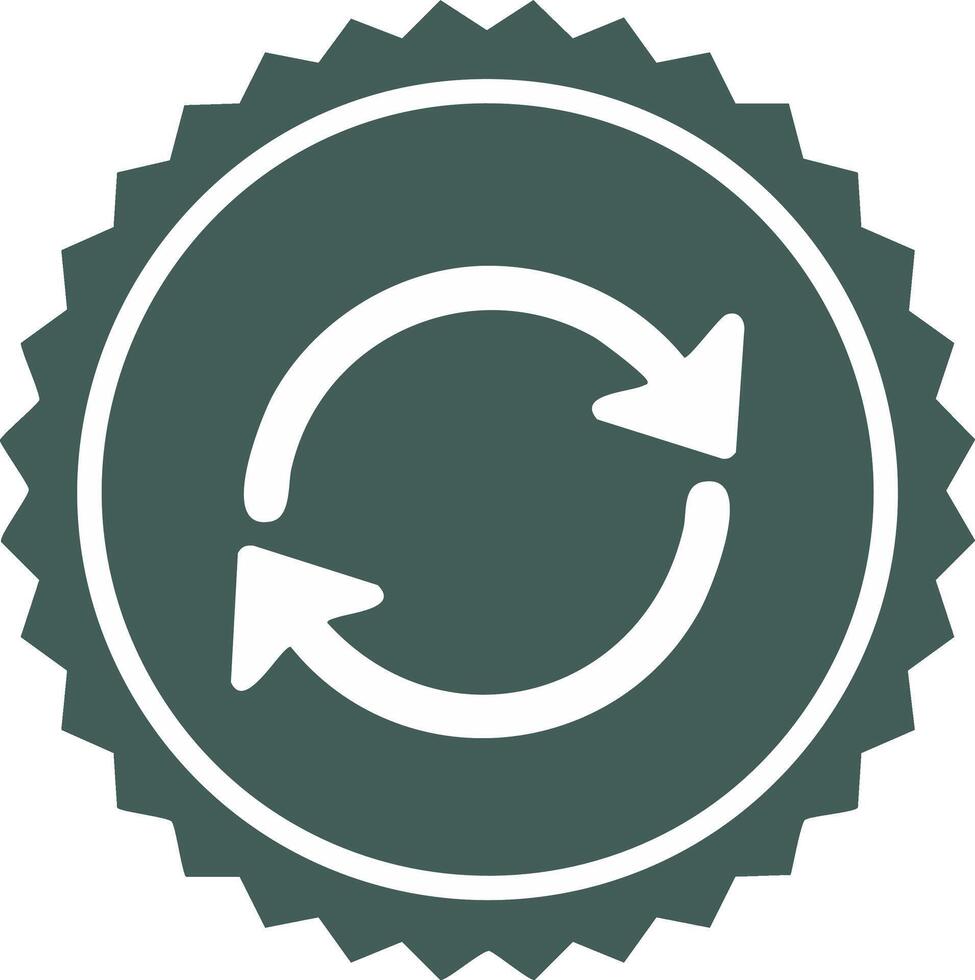 Circular Arrow Icon on Rosette Emblem Symbolizing Recycling, Refreshing, or Continuous Process, Illustration vector