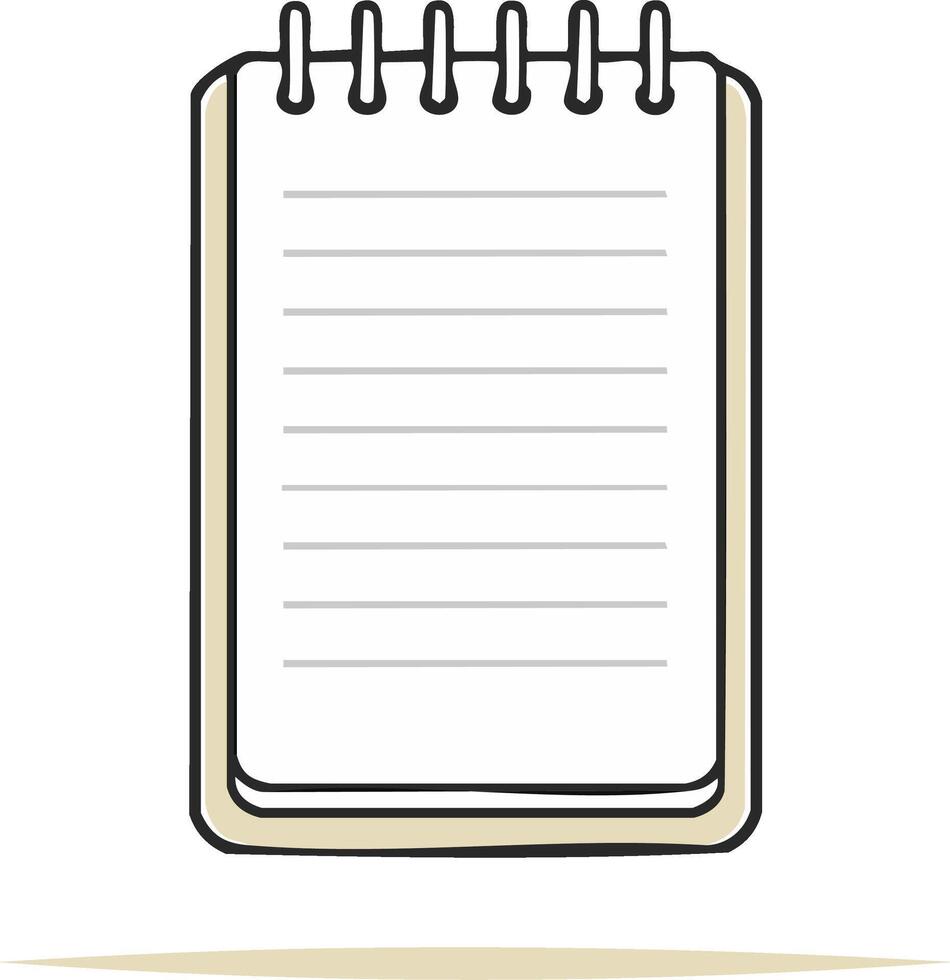 Simple lined notebook with spiral binding for writing notes and ideas vector