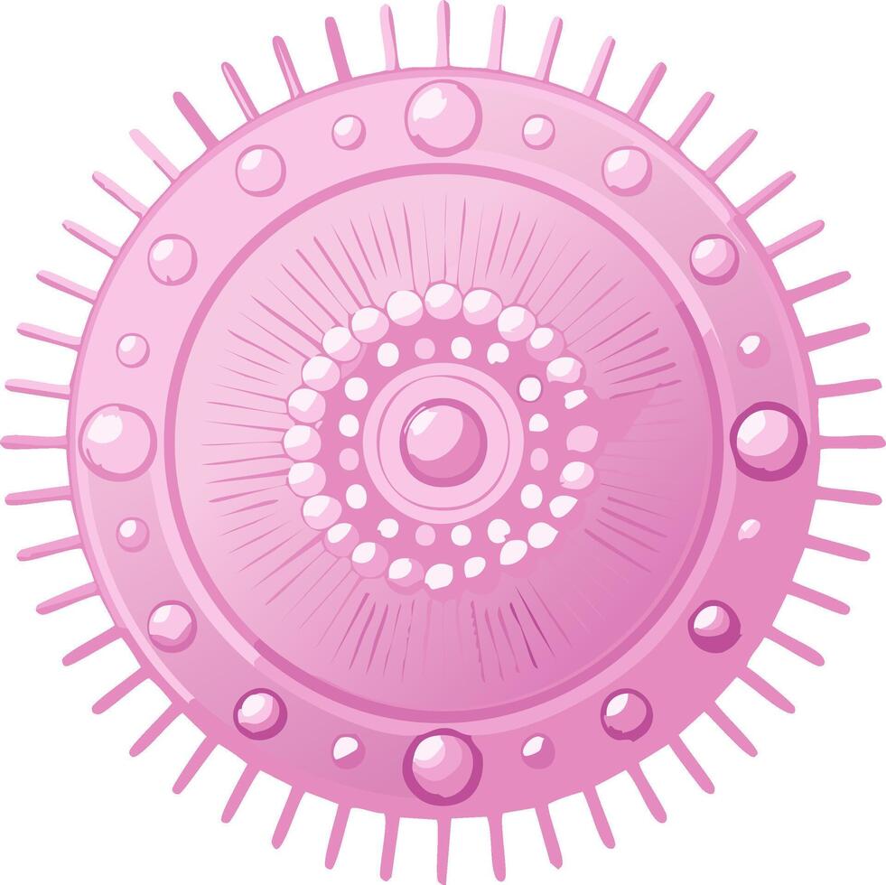 Pink abstract decorative floral medallion element in circular pattern with petal motif vector