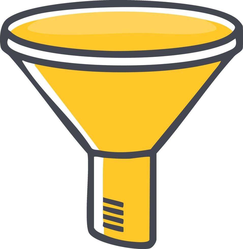 Yellow filter funnel icon for data information processing and sales conversion illustration vector